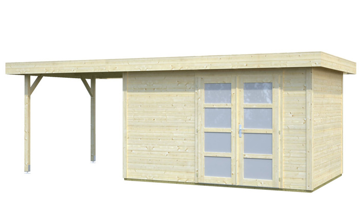 Palmako Lars 4 haveskur 8,4 + 5,9 m² - 250 x 390 cm